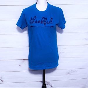Thankful Blue Graphic T-Shirt Sz SM